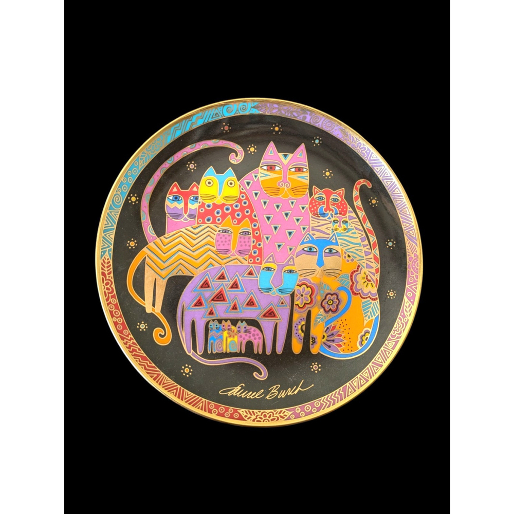 VTG 1994 "Fabulous Felines" Porcelain Plate, Laurel Burch cats